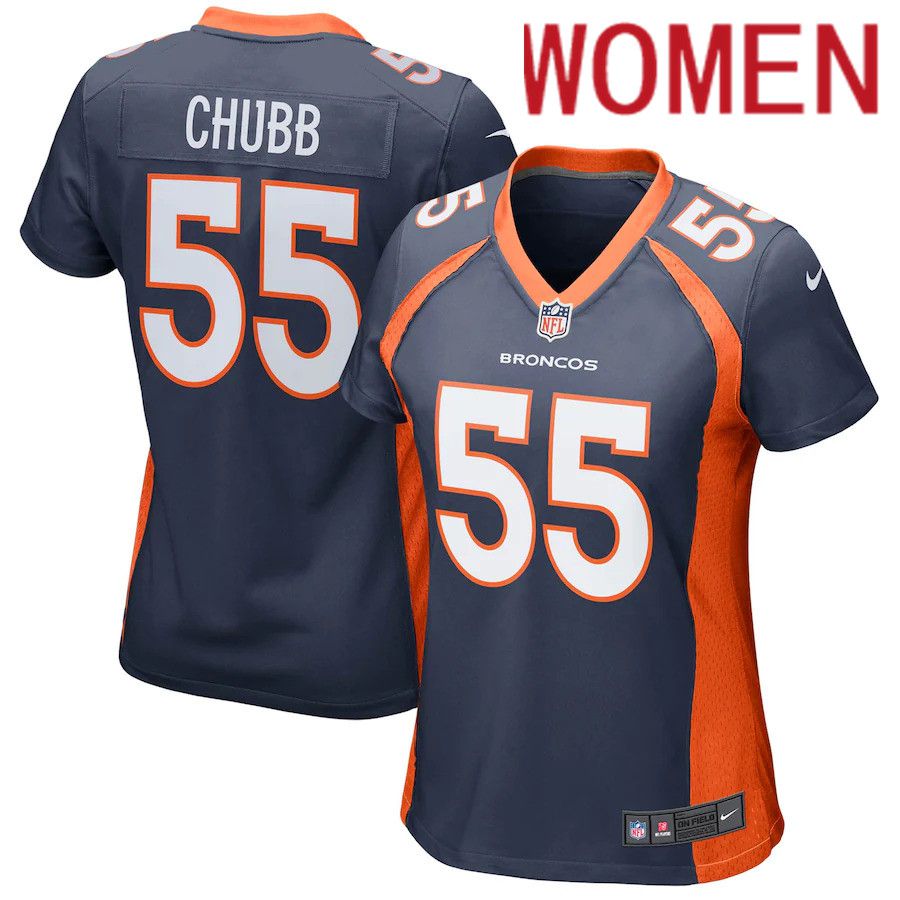 Women Denver Broncos 55 Bradley Chubb Nike Navy Game NFL Jersey